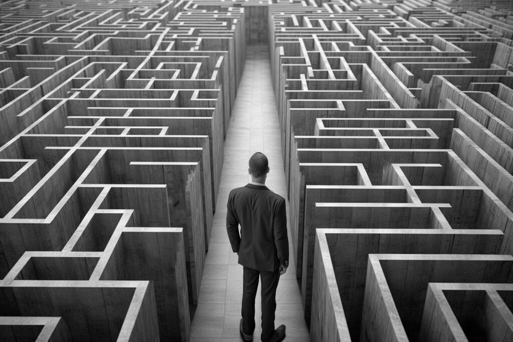 Mann in einem labyrinth